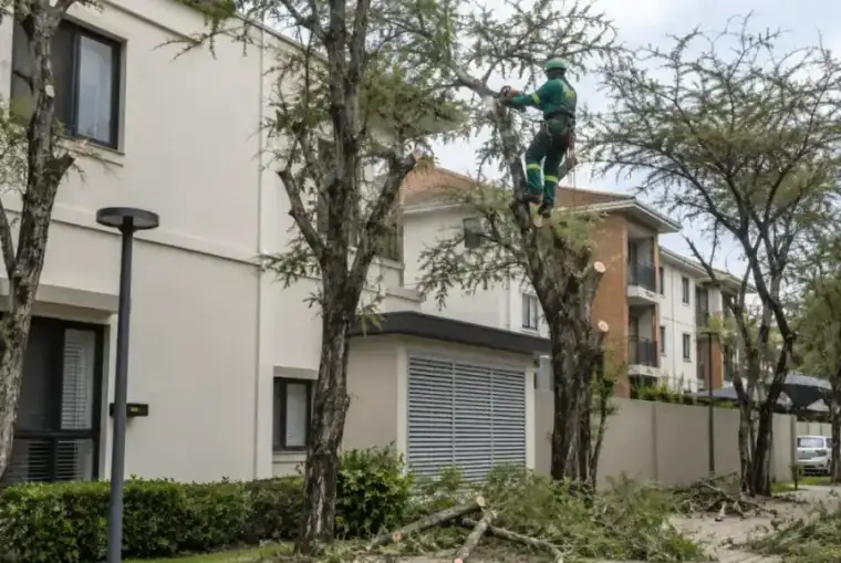 Tree Felling Guys felling a large tree in a Gauteng garden, play video